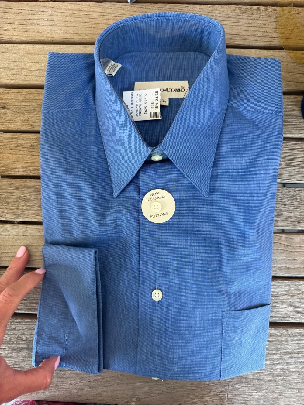 NWT Pronto Uomo Blue French Cuff Dress Shirt 15.5 34/35